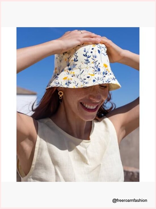 Reversible Floral Bucket Hat Unisex Sun Protection Fisherman Cap main image 6